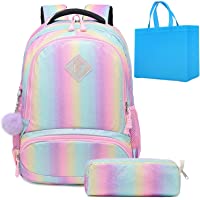 Los mejores  - Mochila Escolar Niñas Mochila Arcoiris Chica Mochila Niño Mochilas Infantiles Rainbow Backpack Mujeres Sets de Bolsa 2…